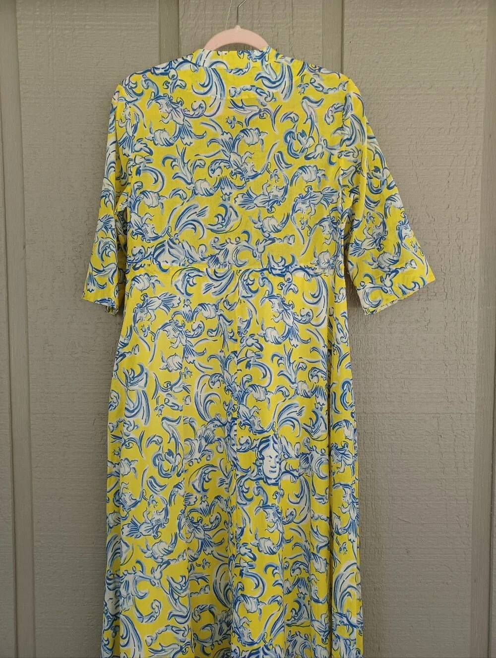 Tory Burch Printed Cotton Maxi Dress Size S Women Pocket Drawstring Resortwear